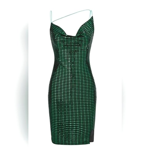 Dresses & Skirts - WOMEN'S Strappy Yoke Draped Collar Sequin Cami Dress Medium